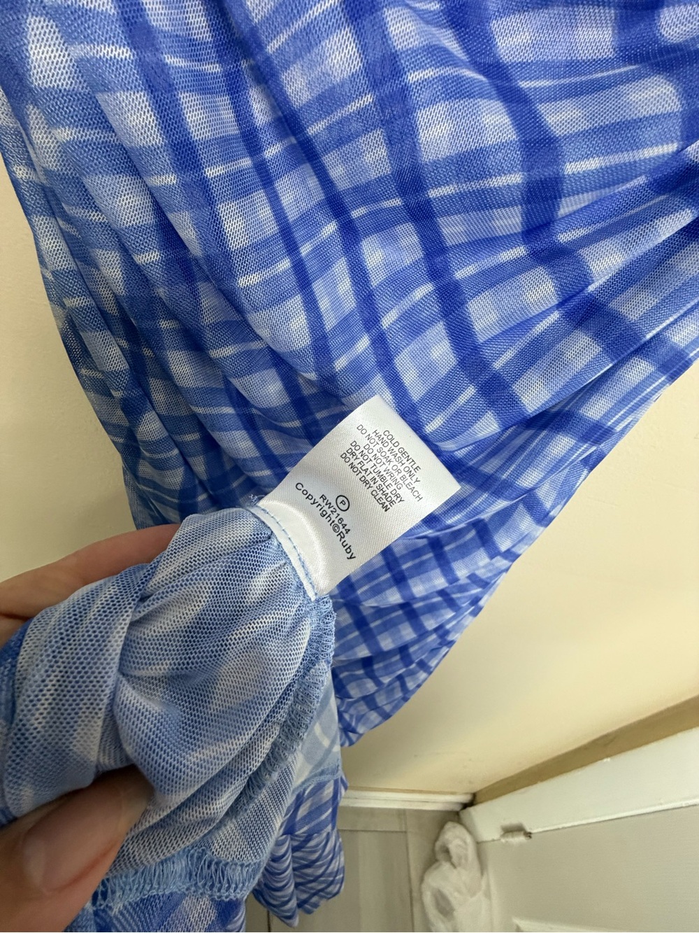 Ruby Rd. Blue Plaid Strapless Ruched Maxi Dress - Picture 6 of 6